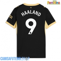 Camisa de time de futebol Manchester City Erling Haaland #9 Replicas 2º Equipamento Feminina 2026-27 Manga Curta